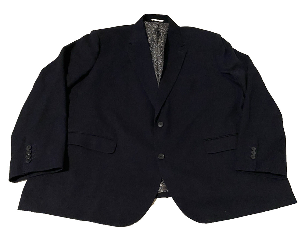 Johnny Bigg Mens Sport Coat Size 56 Navy Single Breasted Office Academia Preppy